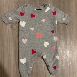 Baby Gap Gray Heart Patterned Kids One Piece Valentines Day outfit